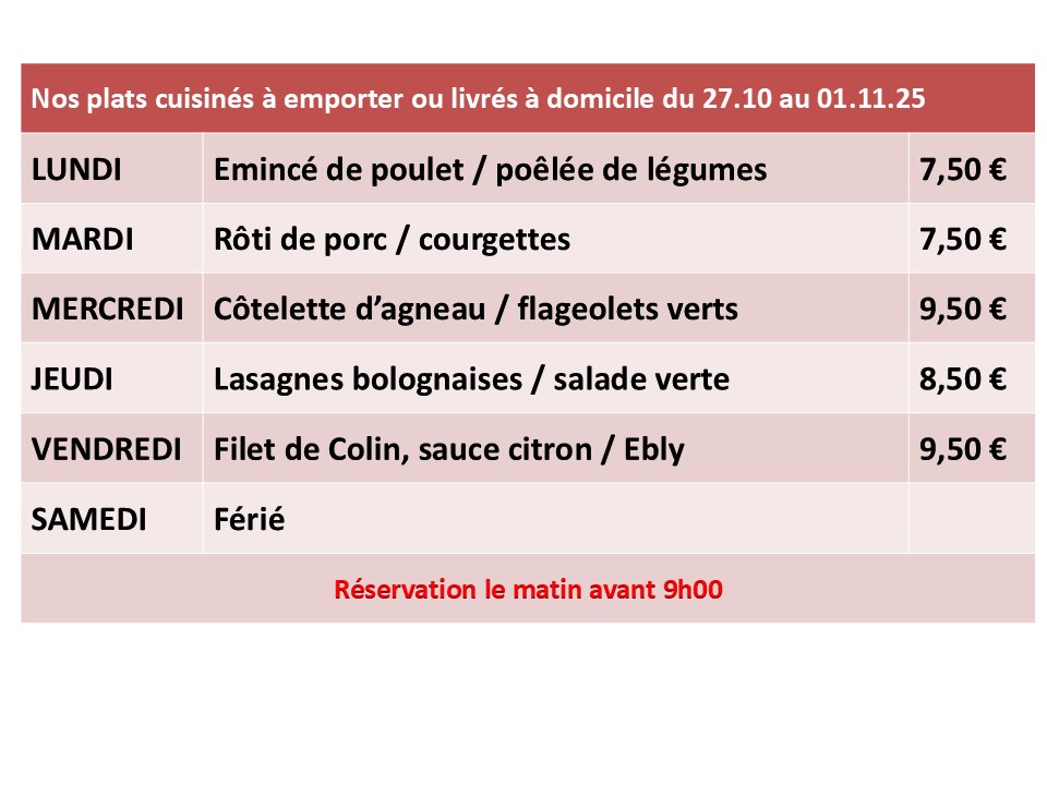 menus du 27.10 au 01.11
